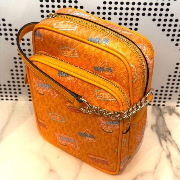 Michael Kors Medium Jet Set Travel NS Chain Xbody Bag Pop Orange Multi - Picture 6 of 7